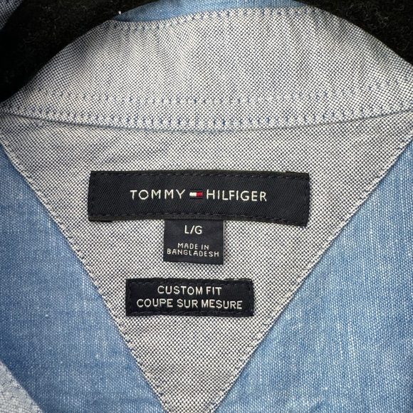 Tommy Hilfiger Blue Short Sleeve Button Down Linen Cotton Blend Men's Size Large - Picture 6 of 10